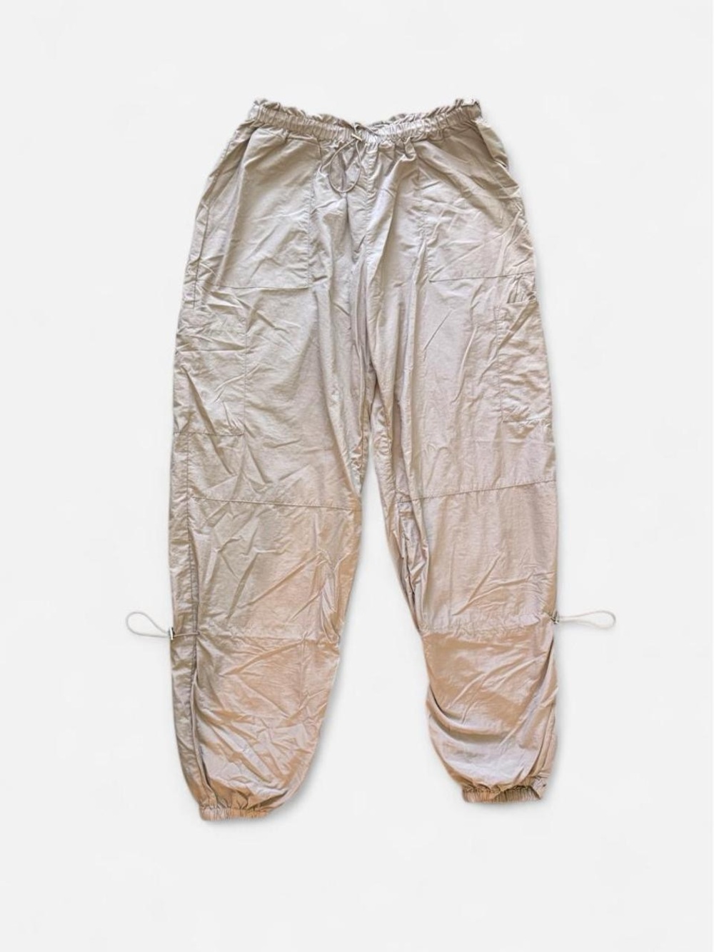 White Fox Taupe Parachute Pants